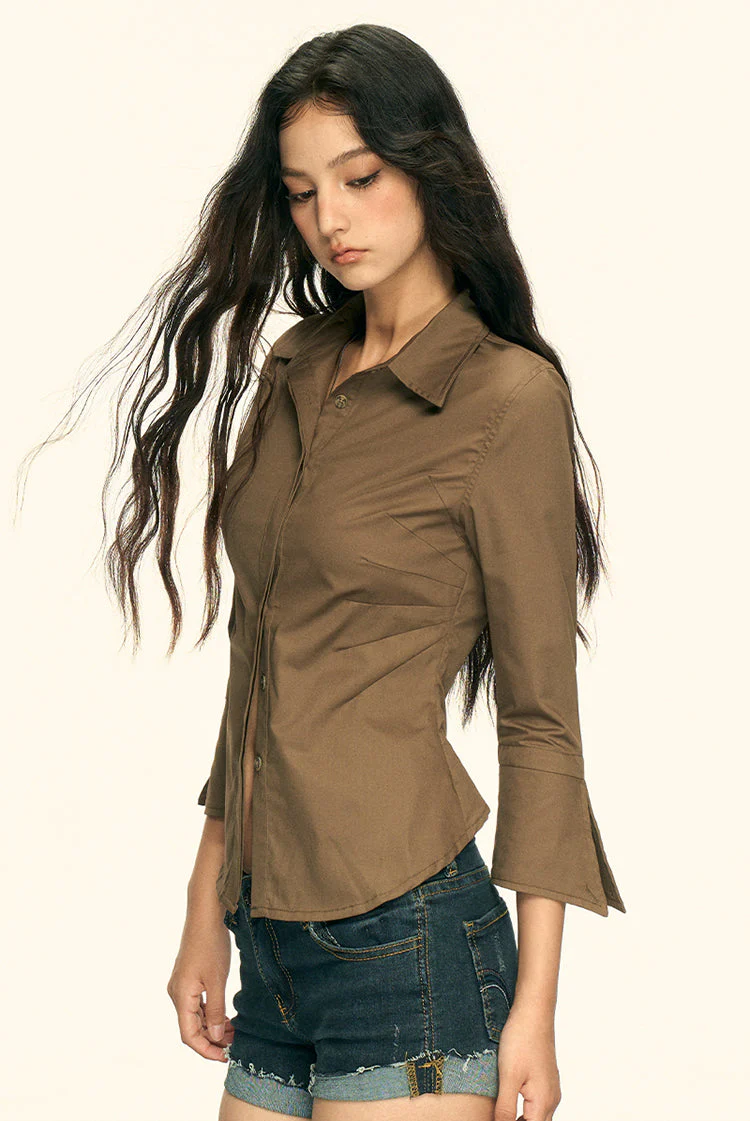 Fitted Button-Up Shirt with Pointed Cuffs - Image 7