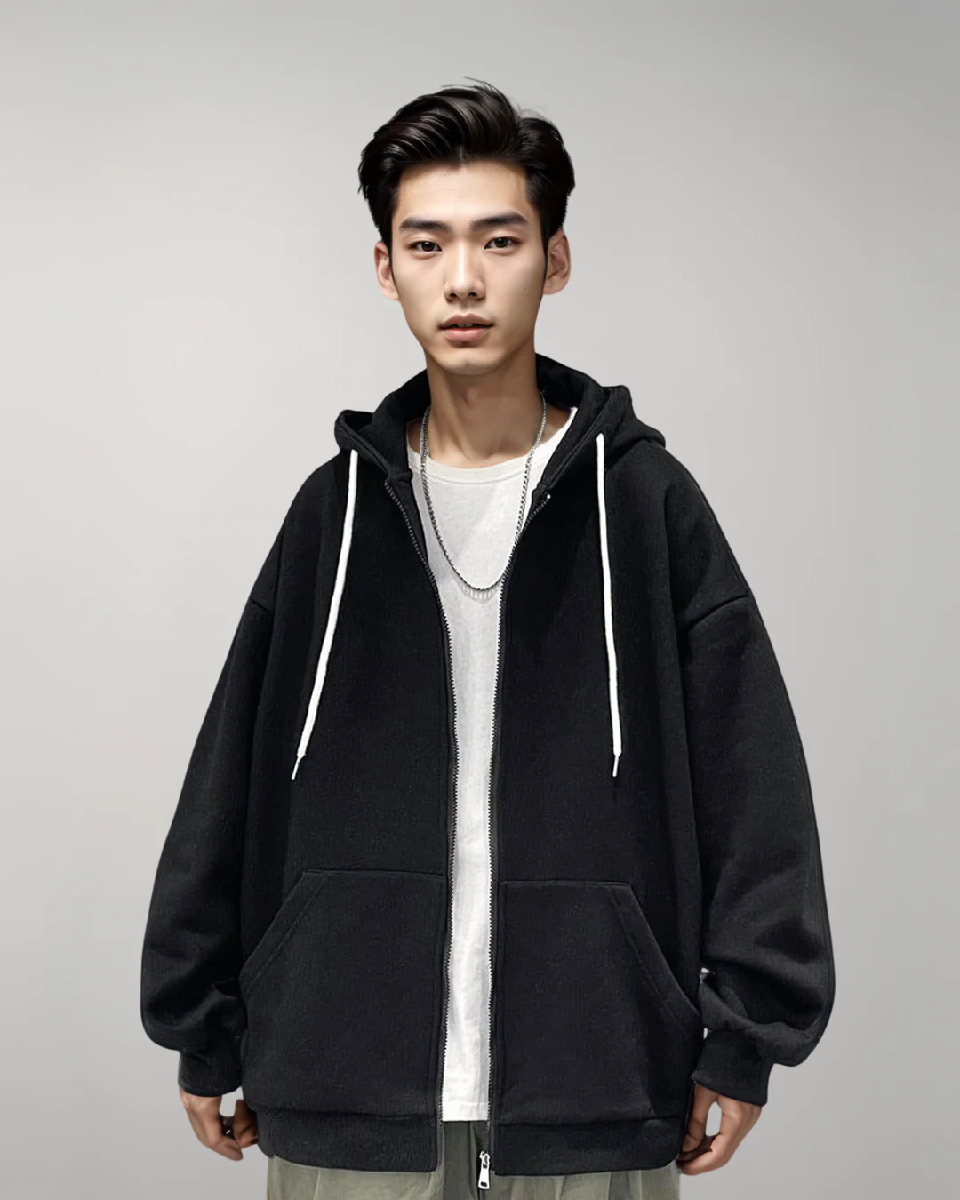 Oversized Lightweight Zip-Up Hoodie - Image 13