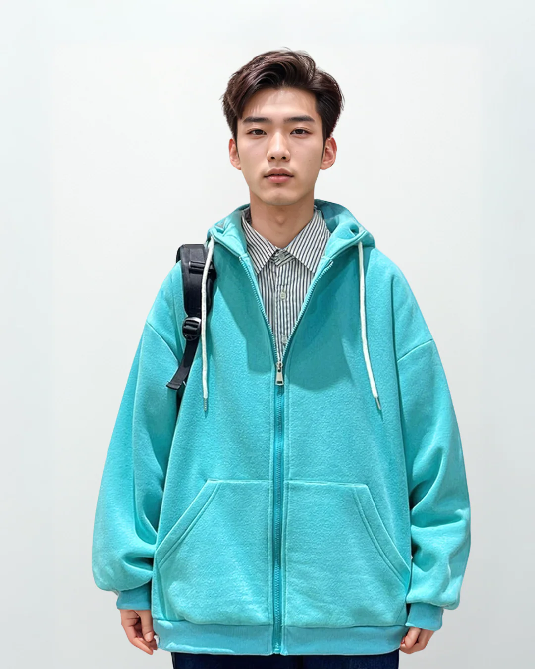 Oversized Lightweight Zip-Up Hoodie - Image 17