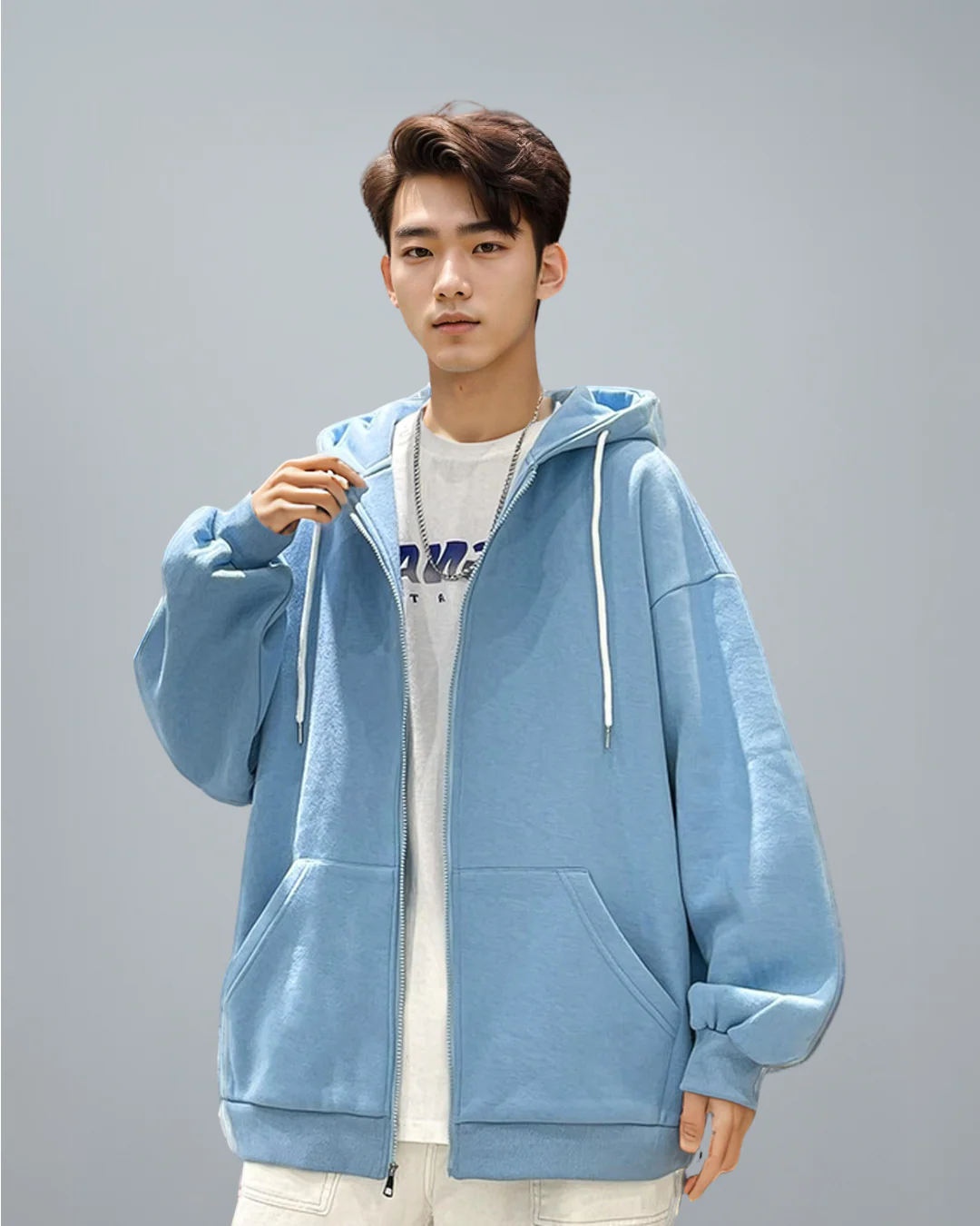 Oversized Lightweight Zip-Up Hoodie - Image 18