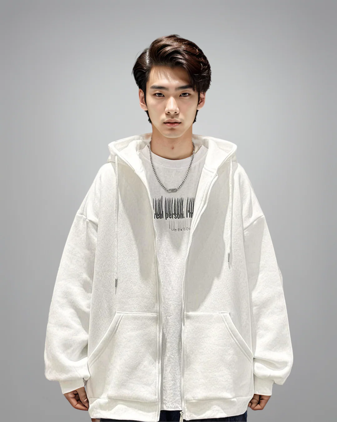 Oversized Lightweight Zip-Up Hoodie - Image 9