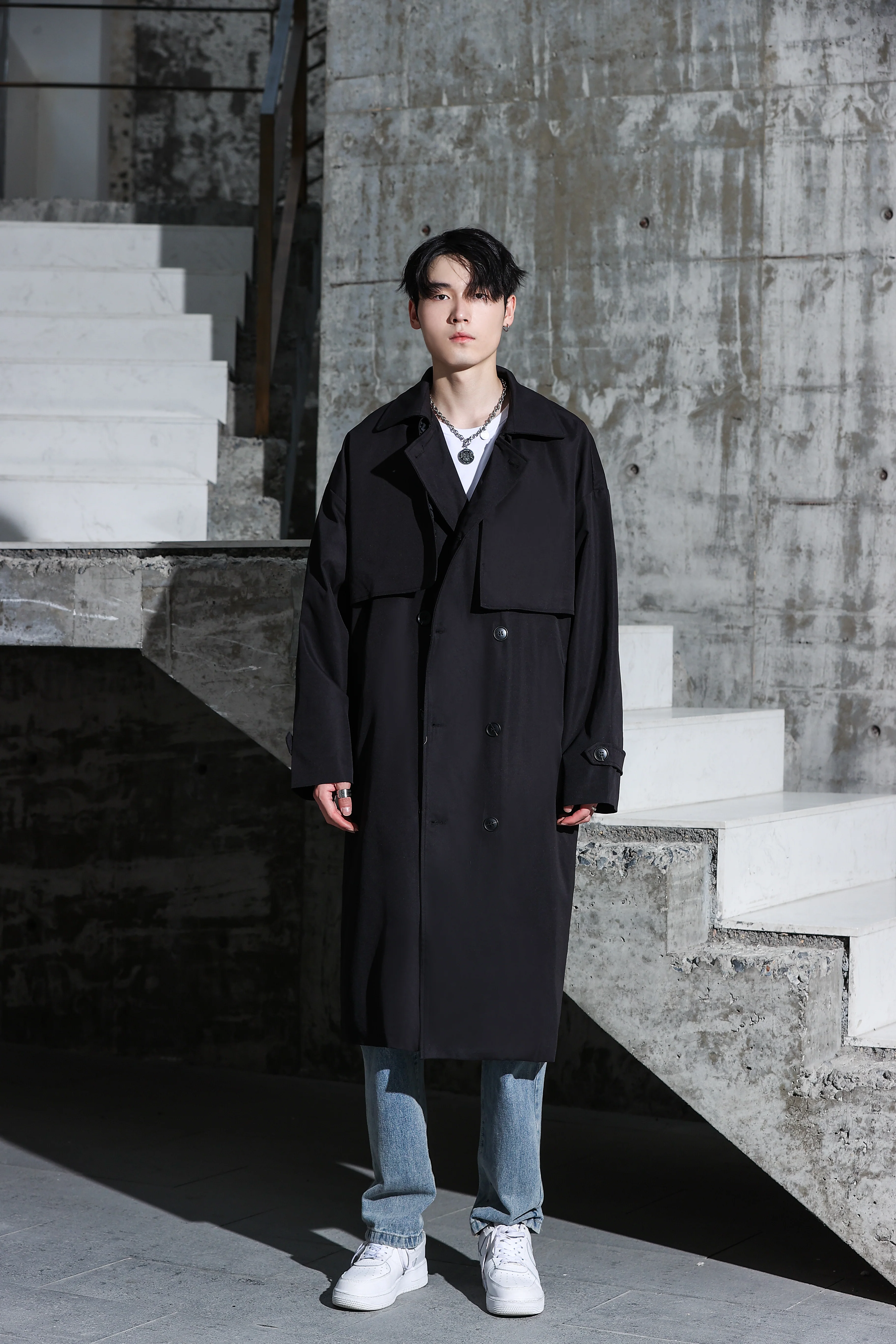 Oversized Long Trench Coat - Image 35