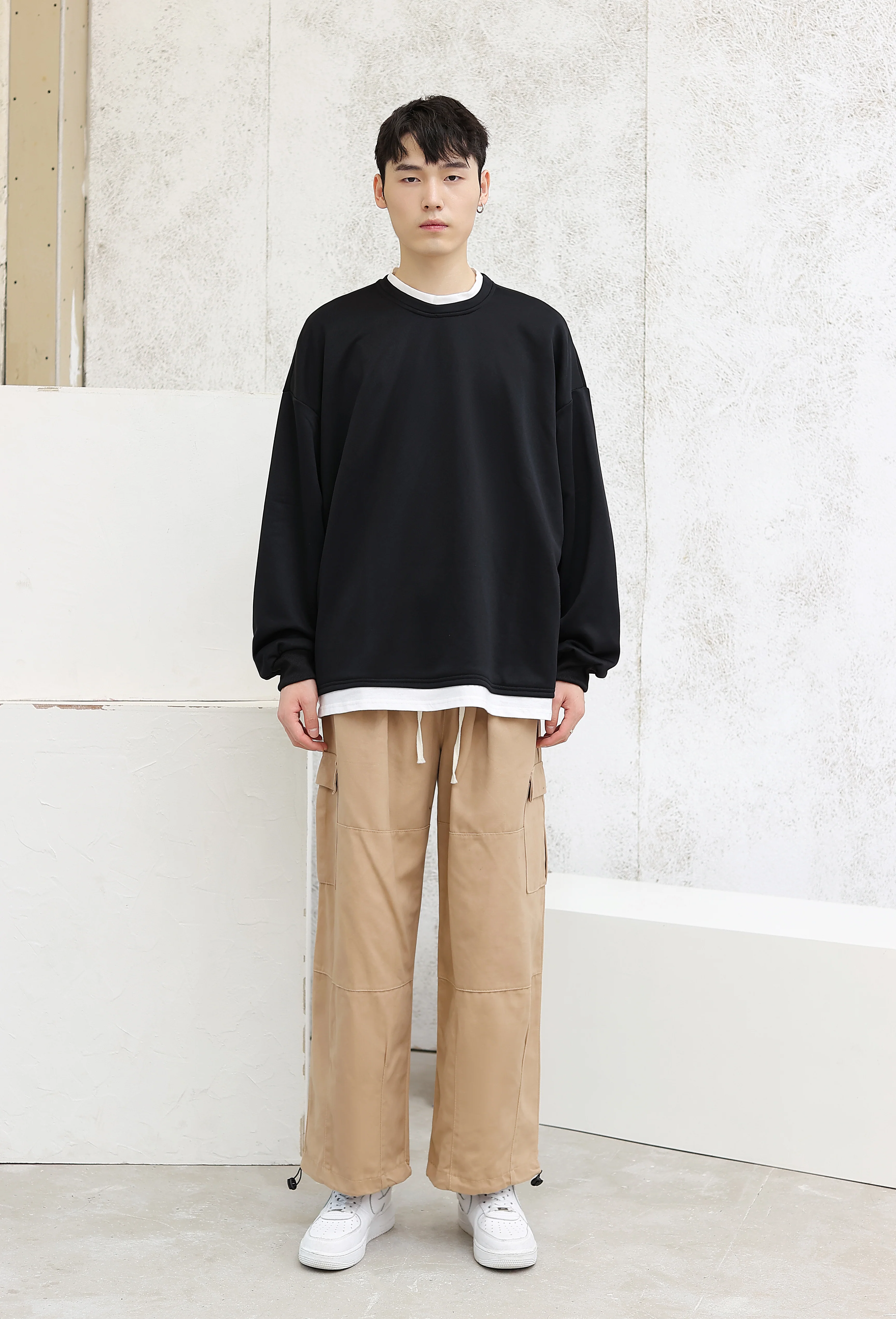 Oversized Mock Two-Piece Long-Sleeve Tee - Image 10