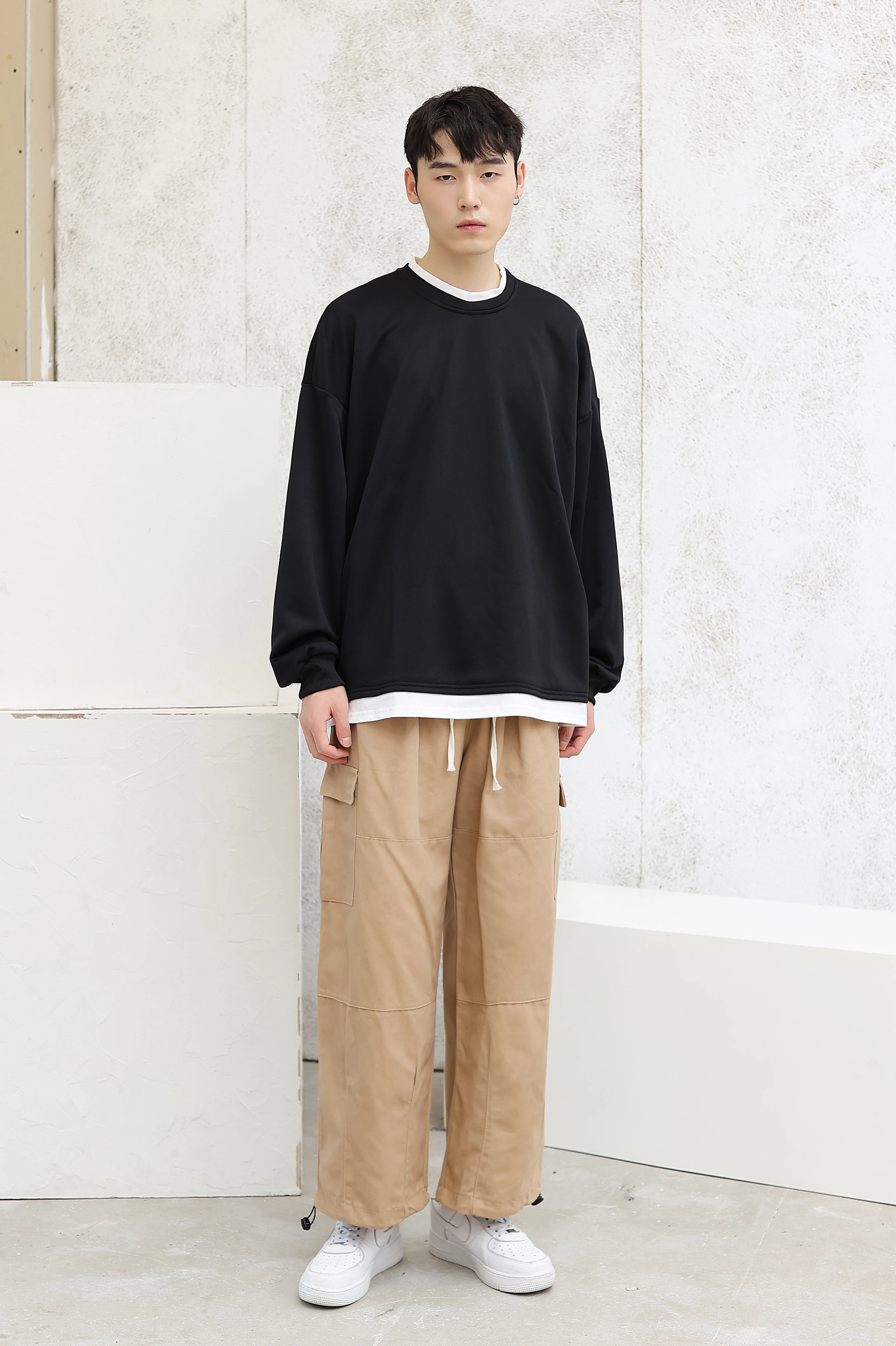 Oversized Mock Two-Piece Long-Sleeve Tee - Image 11