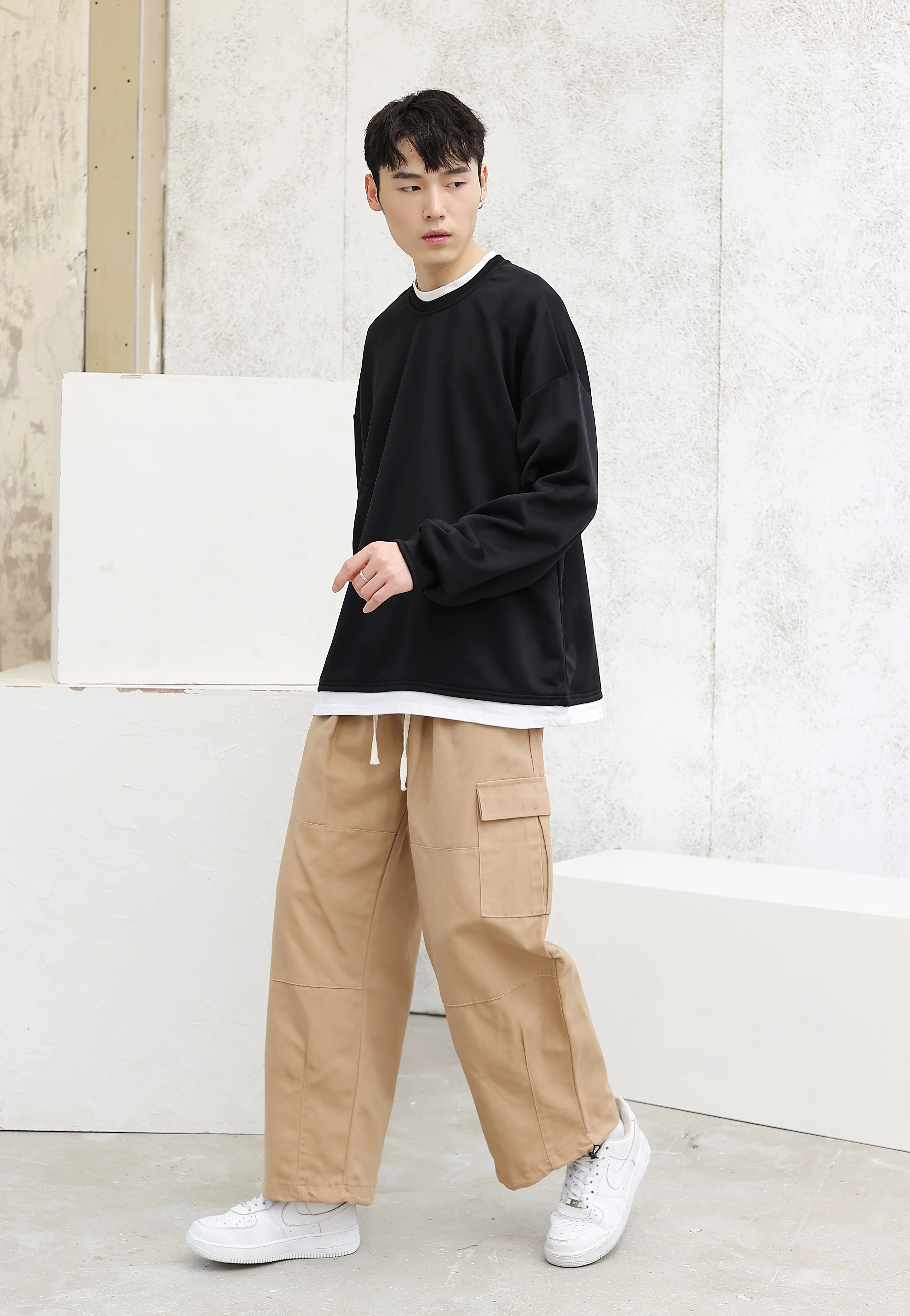 Oversized Mock Two-Piece Long-Sleeve Tee - Image 13