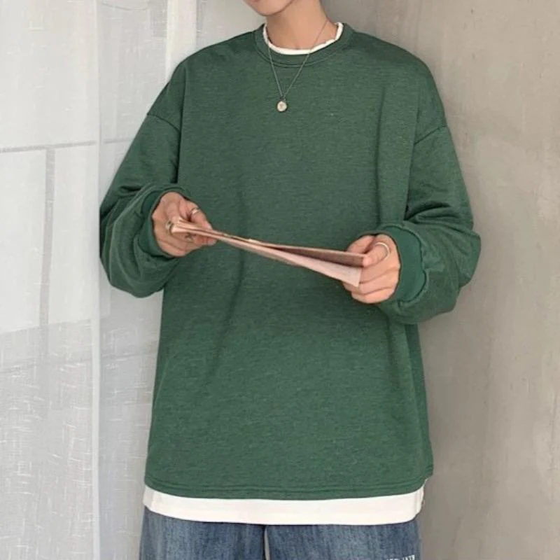 Oversized Mock Two-Piece Long-Sleeve Tee - Image 17