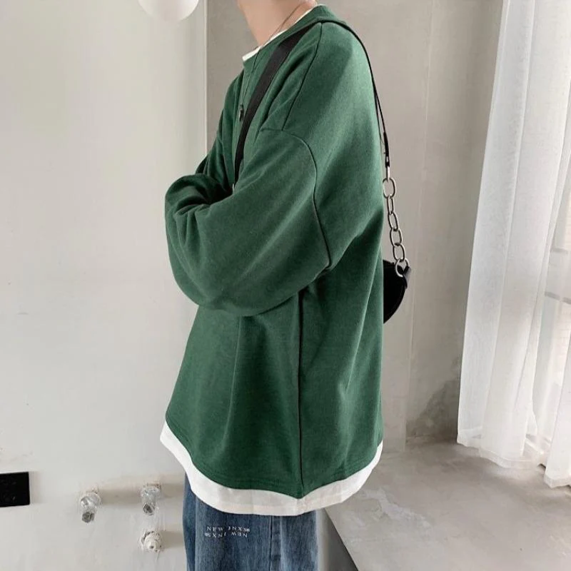 Oversized Mock Two-Piece Long-Sleeve Tee - Image 20