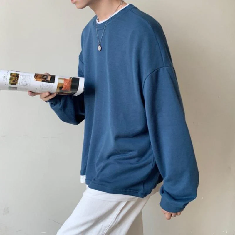 Oversized Mock Two-Piece Long-Sleeve Tee - Image 23