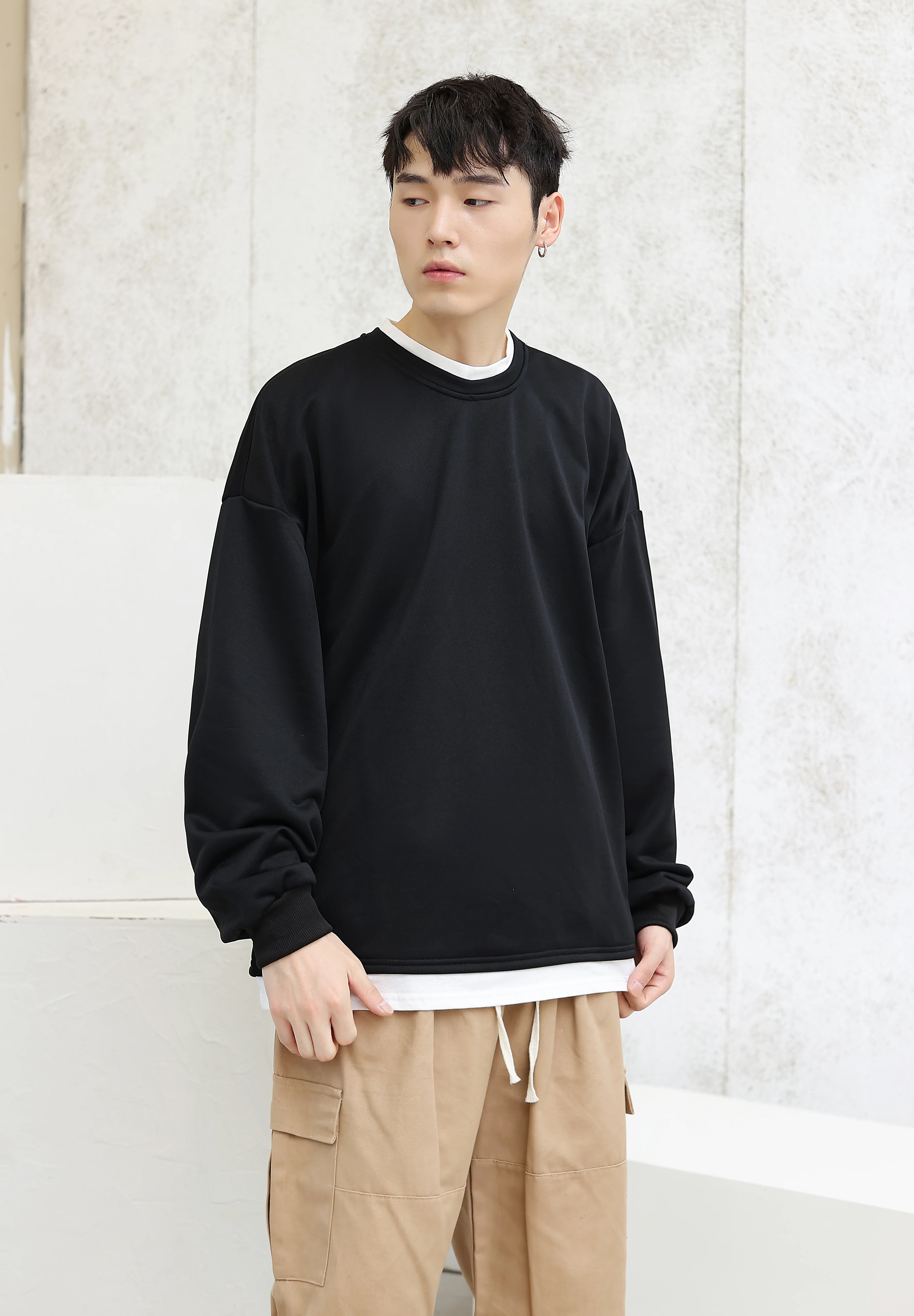 Oversized Mock Two-Piece Long-Sleeve Tee - Image 3