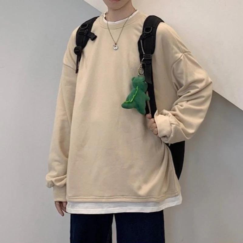 Oversized Mock Two-Piece Long-Sleeve Tee - Image 34