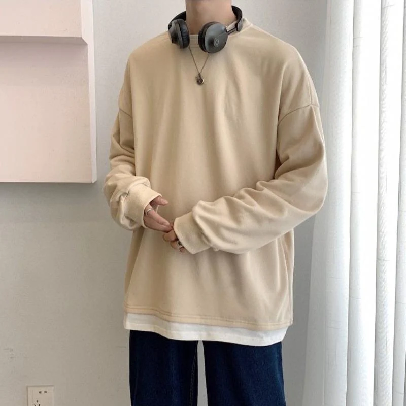 Oversized Mock Two-Piece Long-Sleeve Tee - Image 35