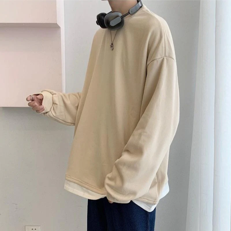 Oversized Mock Two-Piece Long-Sleeve Tee - Image 36