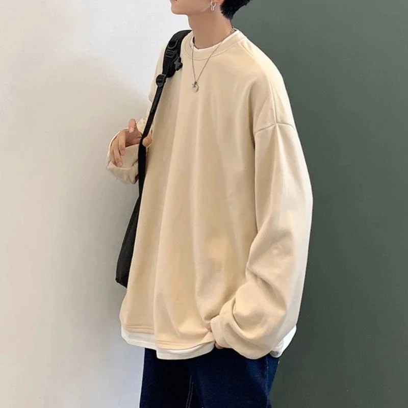 Oversized Mock Two-Piece Long-Sleeve Tee - Image 37