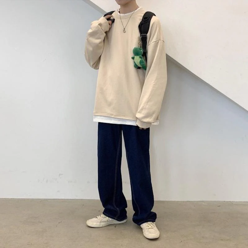 Oversized Mock Two-Piece Long-Sleeve Tee - Image 39