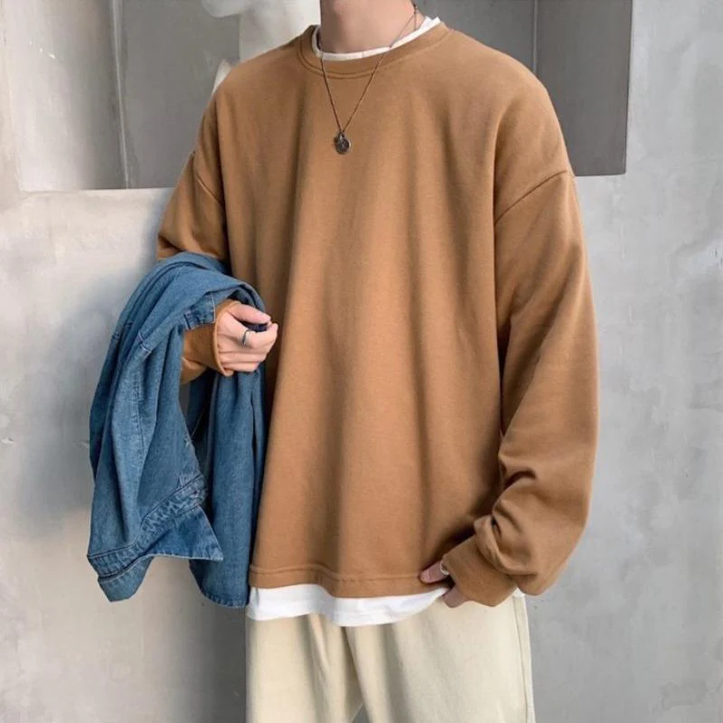 Oversized Mock Two-Piece Long-Sleeve Tee - Image 40