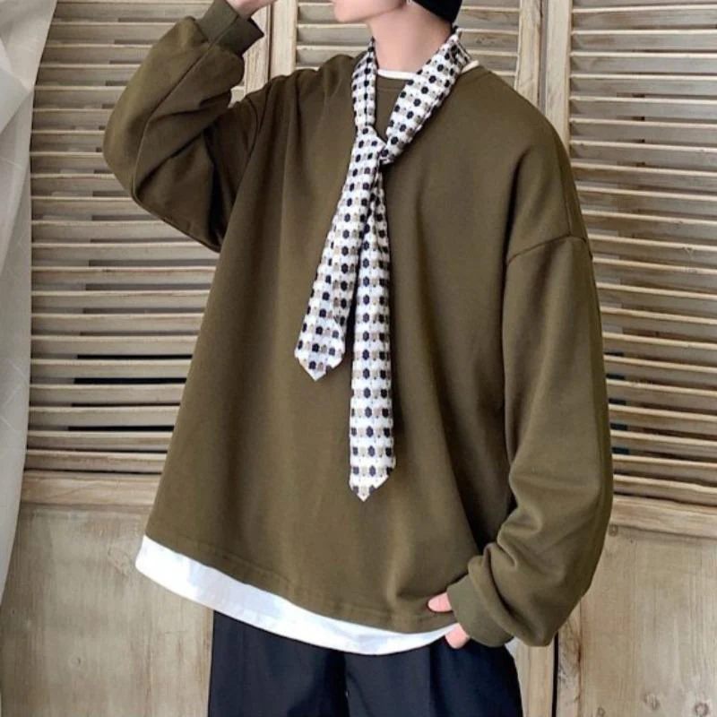 Oversized Mock Two-Piece Long-Sleeve Tee - Image 47