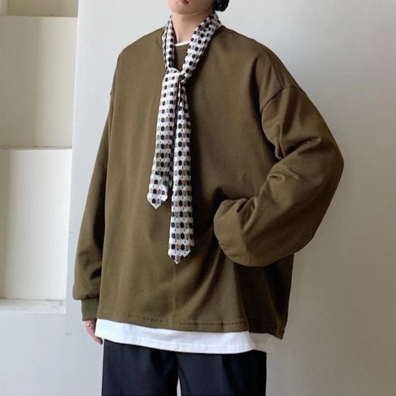 Oversized Mock Two-Piece Long-Sleeve Tee - Image 48