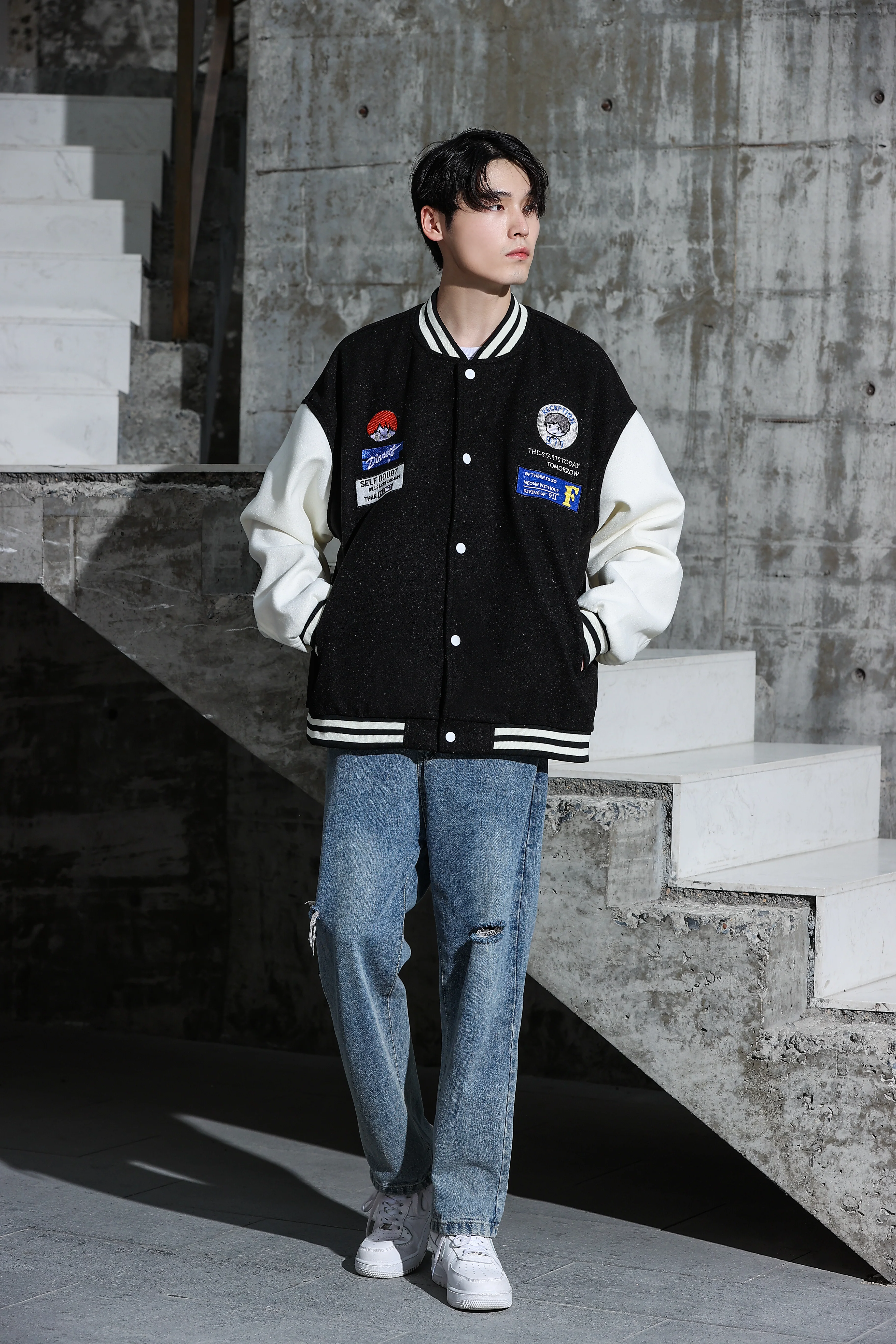 Oversized Vintage Graphic Baseball Jacket - Image 11