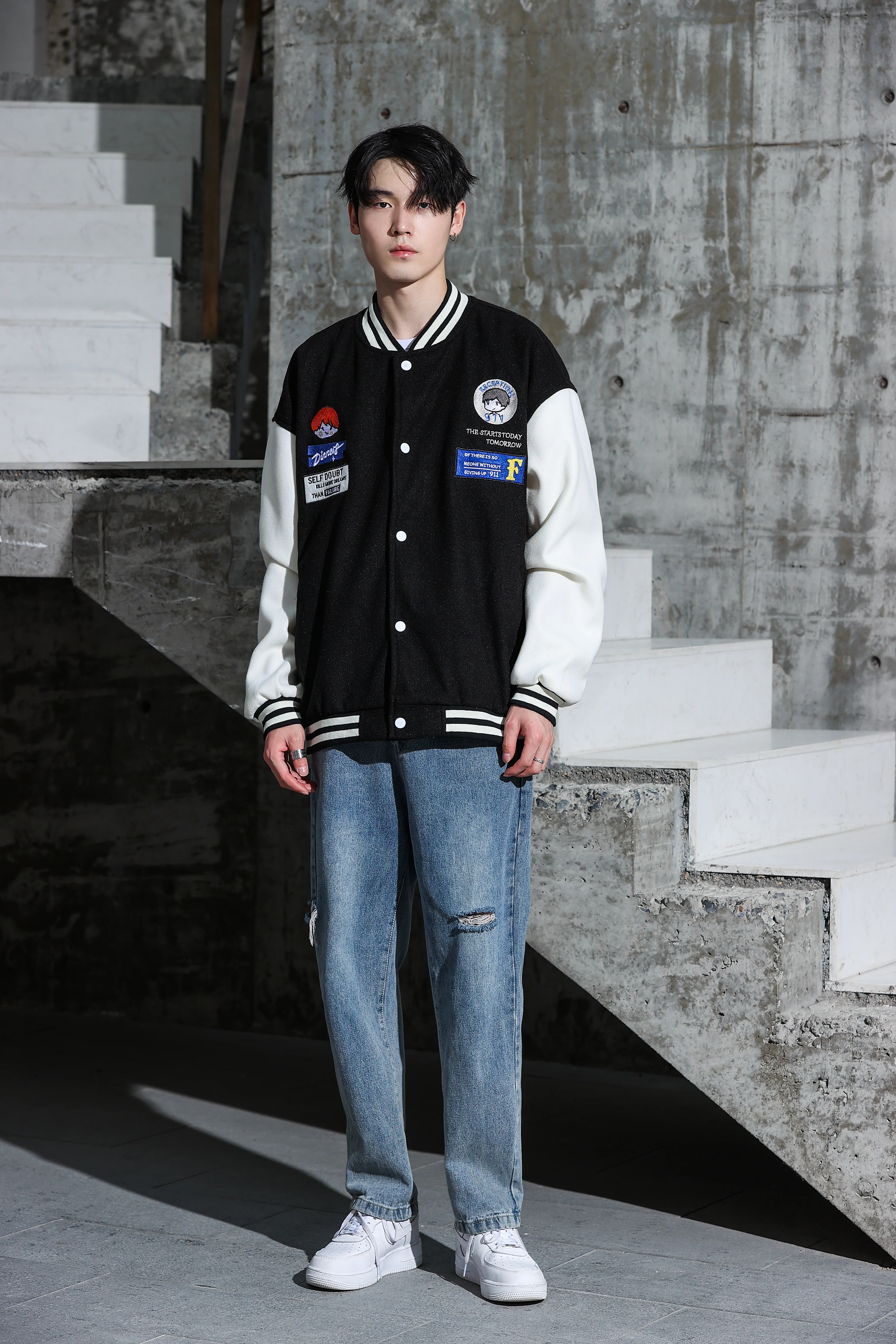 Oversized Vintage Graphic Baseball Jacket - Image 12