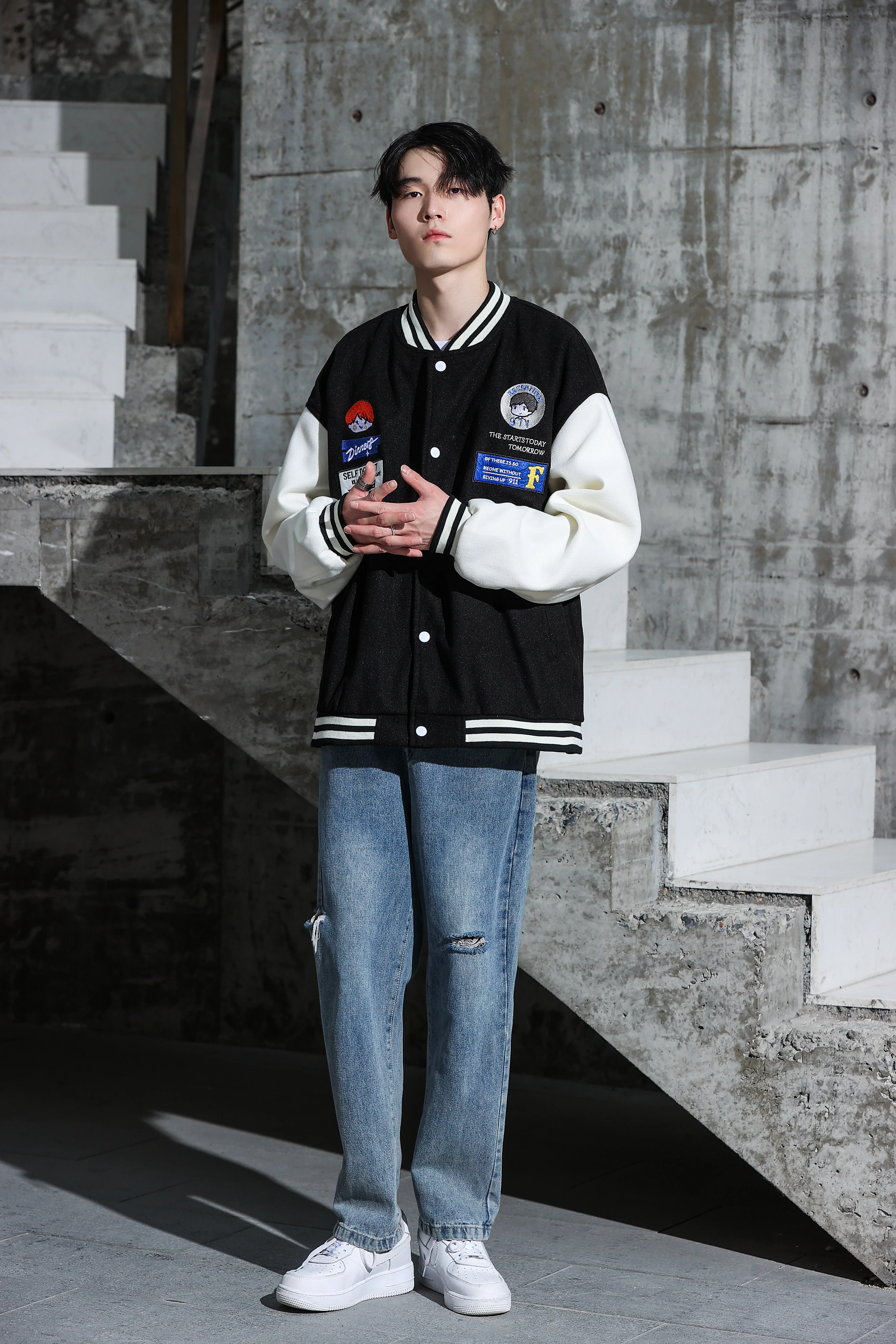 Oversized Vintage Graphic Baseball Jacket - Image 13