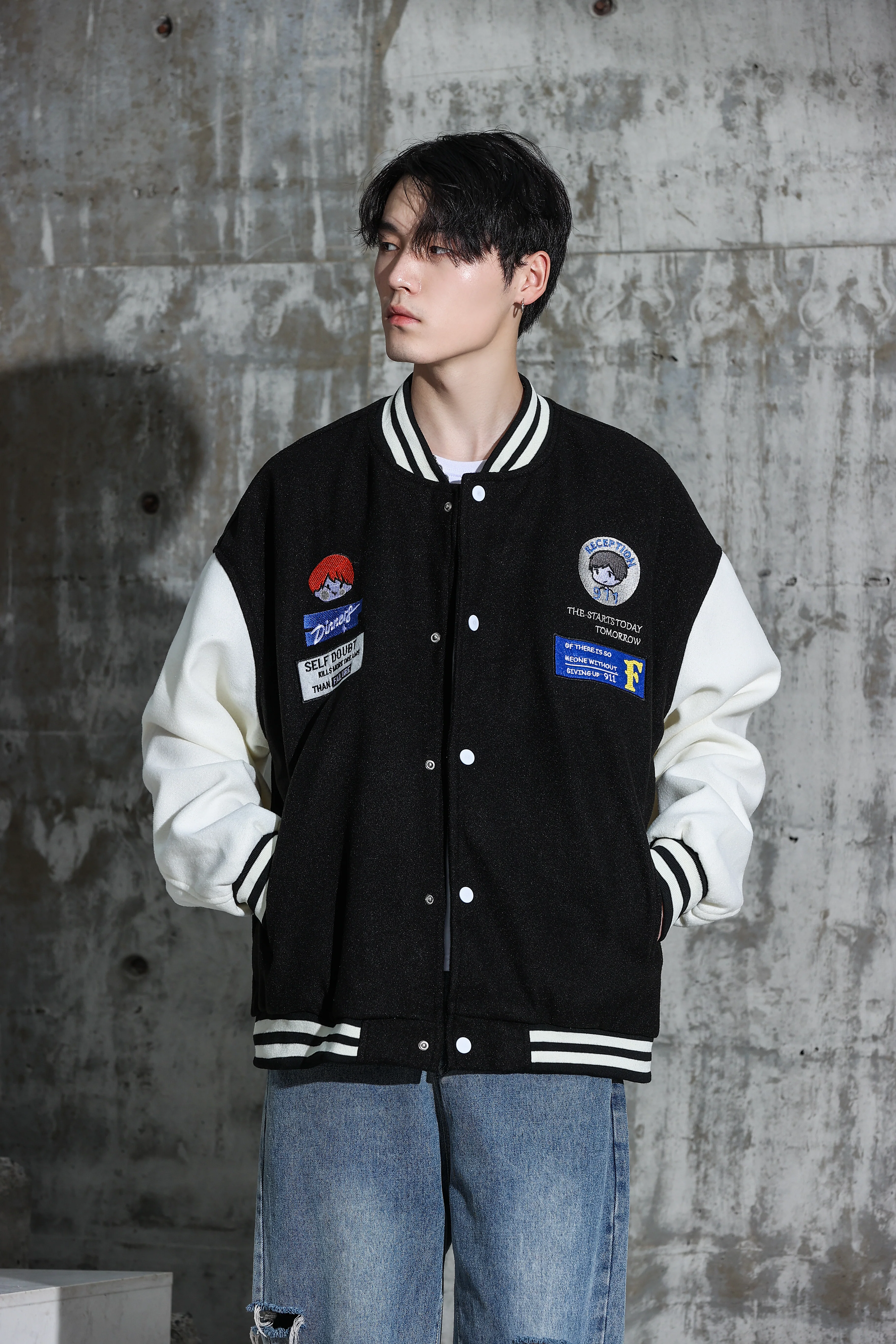 Oversized Vintage Graphic Baseball Jacket - Image 3