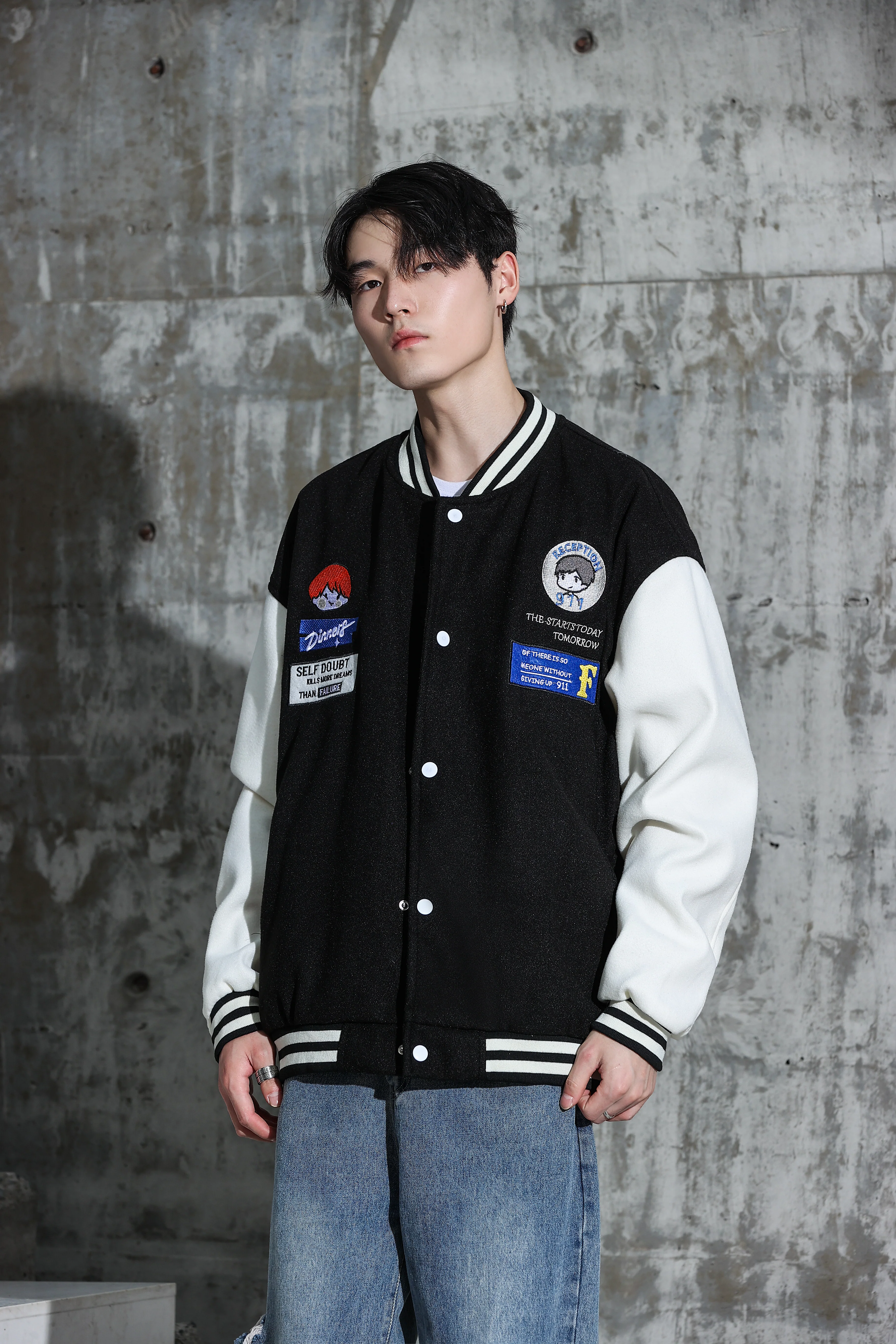 Oversized Vintage Graphic Baseball Jacket - Image 5