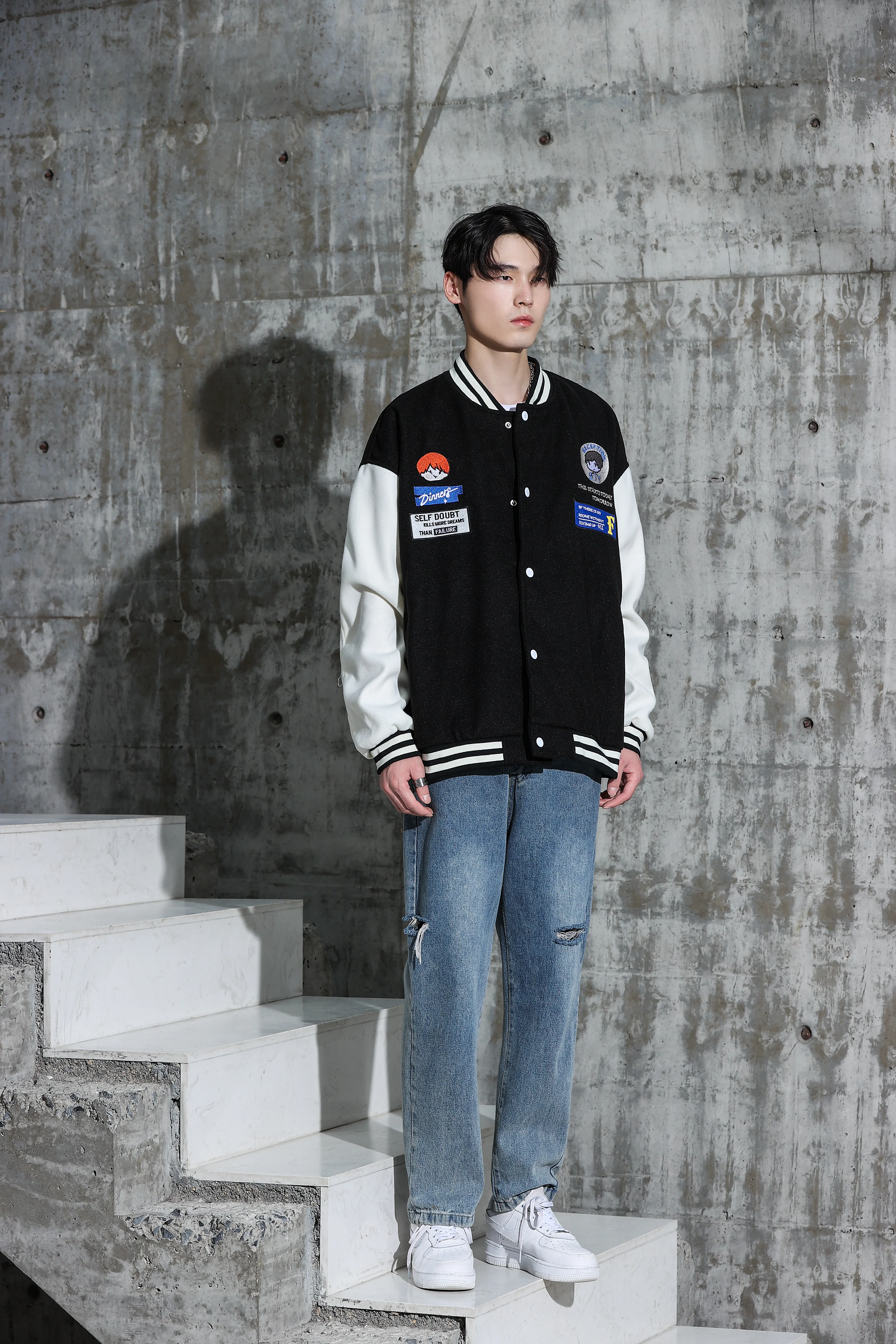 Oversized Vintage Graphic Baseball Jacket - Image 8