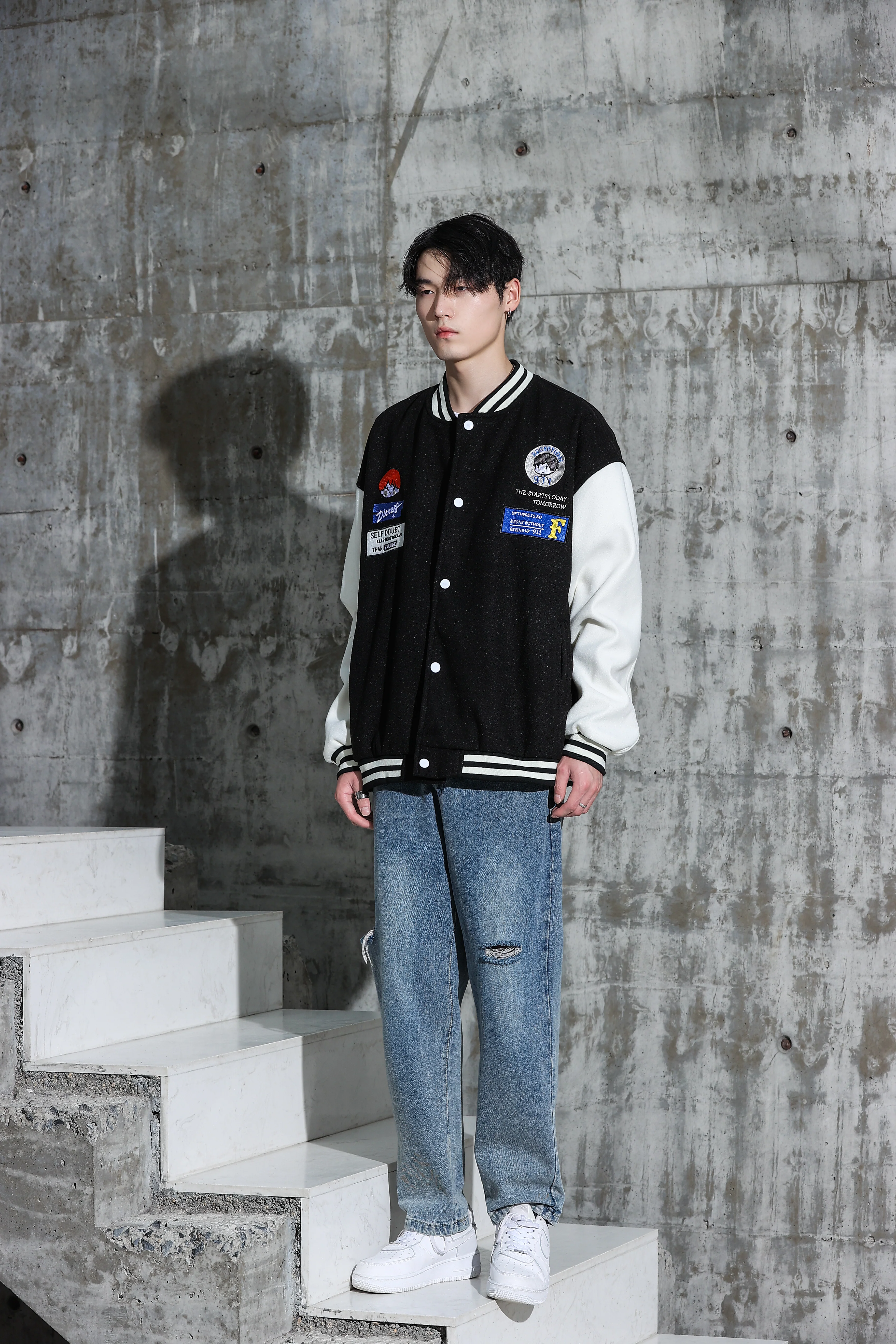 Oversized Vintage Graphic Baseball Jacket - Image 9