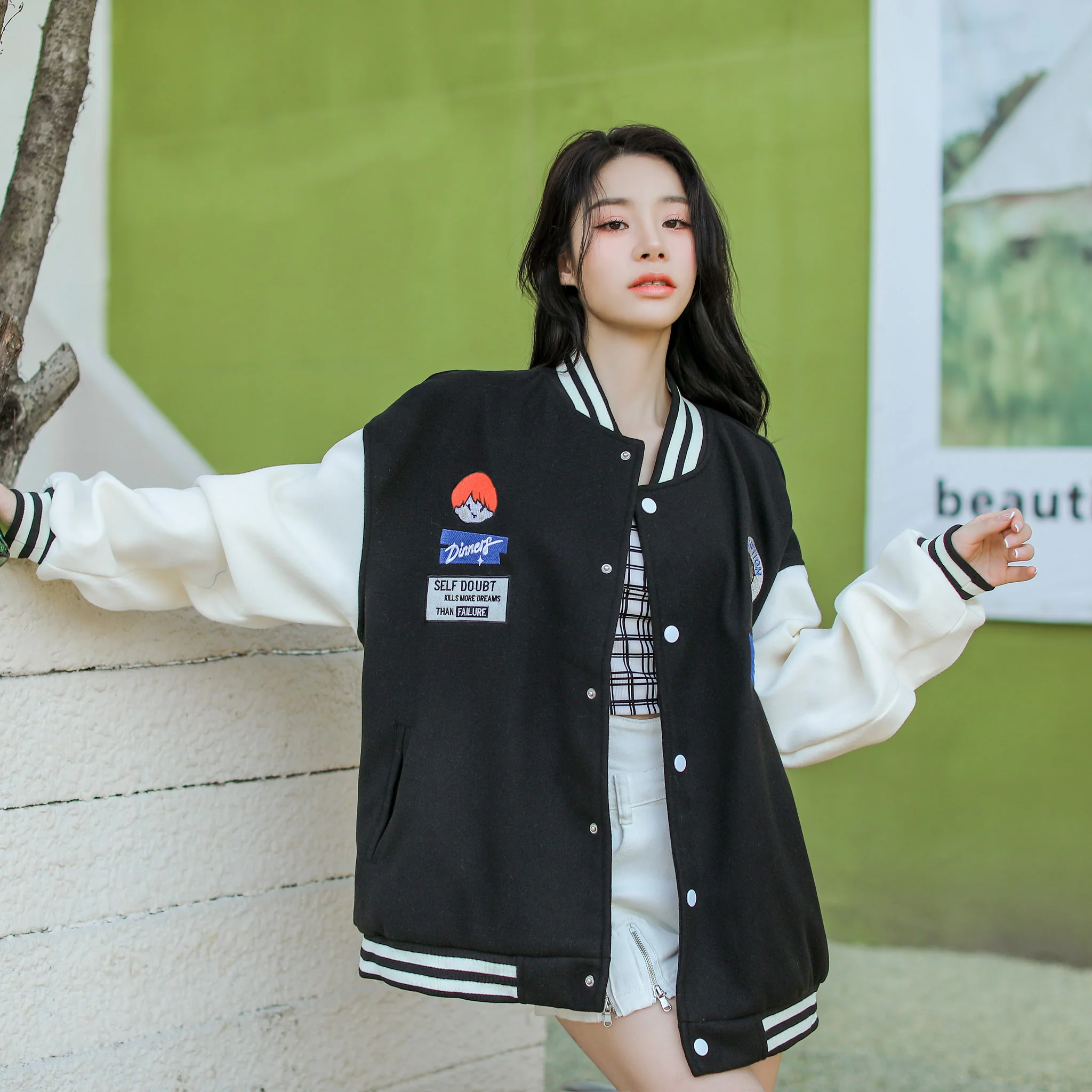 Oversized Vintage Graphic Baseball Jacket - Image 5
