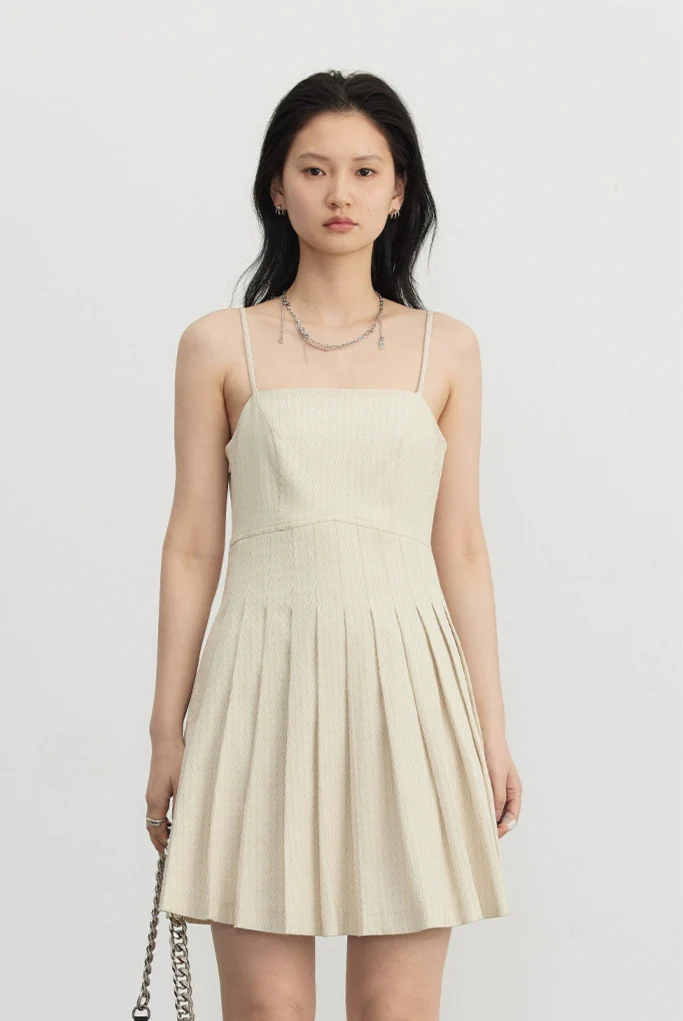 Pinstripe Texture Oversized Blazer and Pleated Dress Set - Image 10