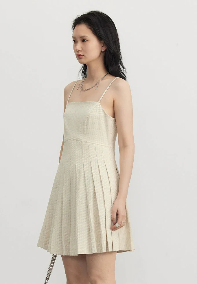 Pinstripe Texture Oversized Blazer and Pleated Dress Set - Image 11