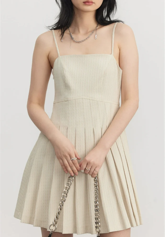 Pinstripe Texture Oversized Blazer and Pleated Dress Set - Image 12