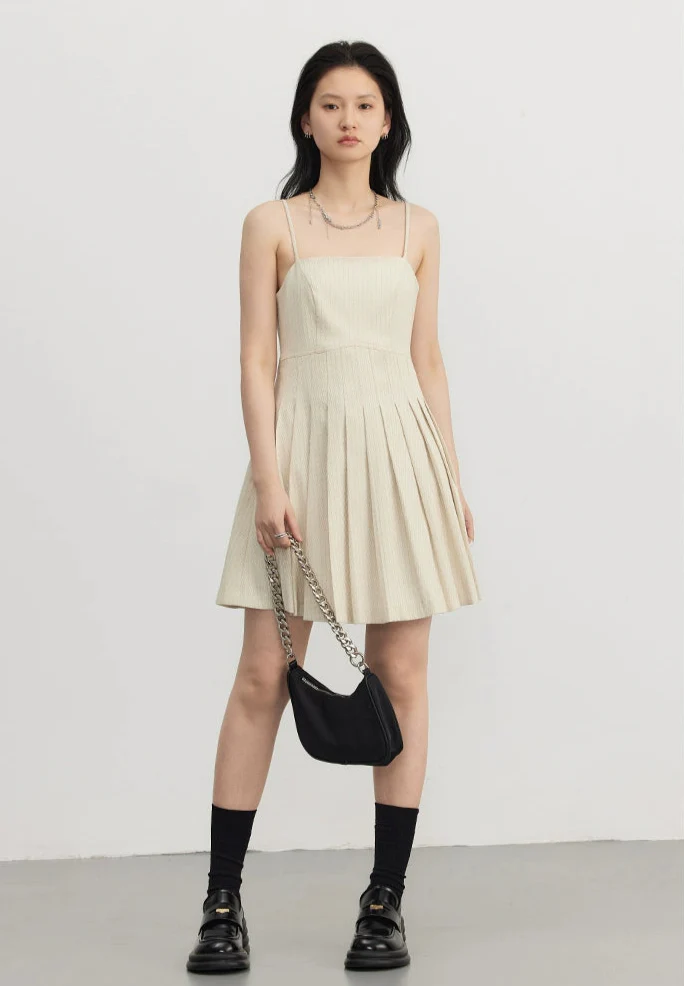 Pinstripe Texture Oversized Blazer and Pleated Dress Set - Image 14