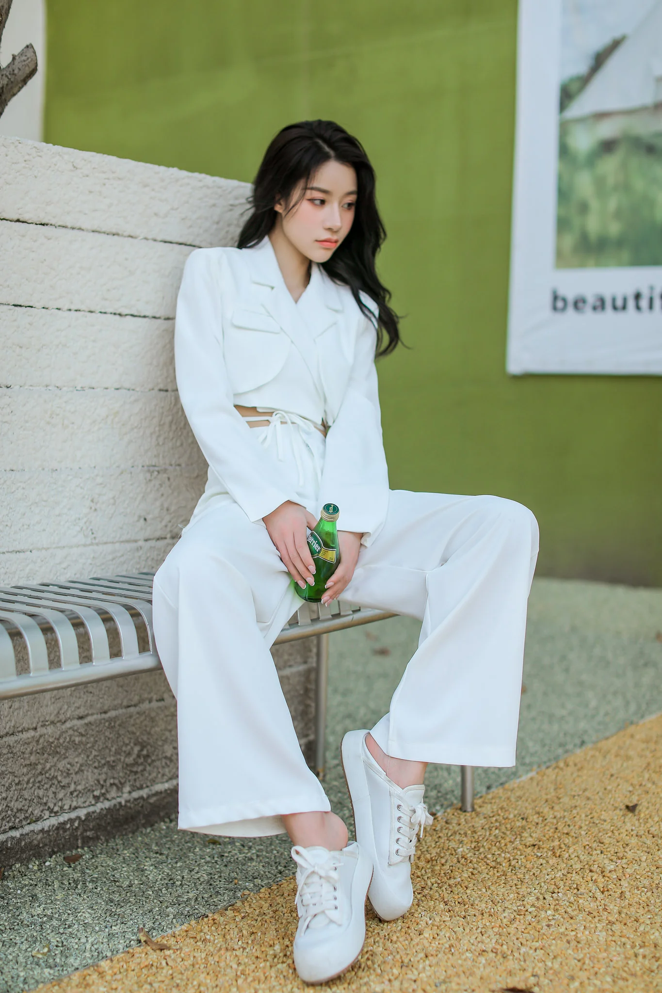 Slim Cropped Blazer with Rounded Hem Two-Piece Suit Set - Image 34