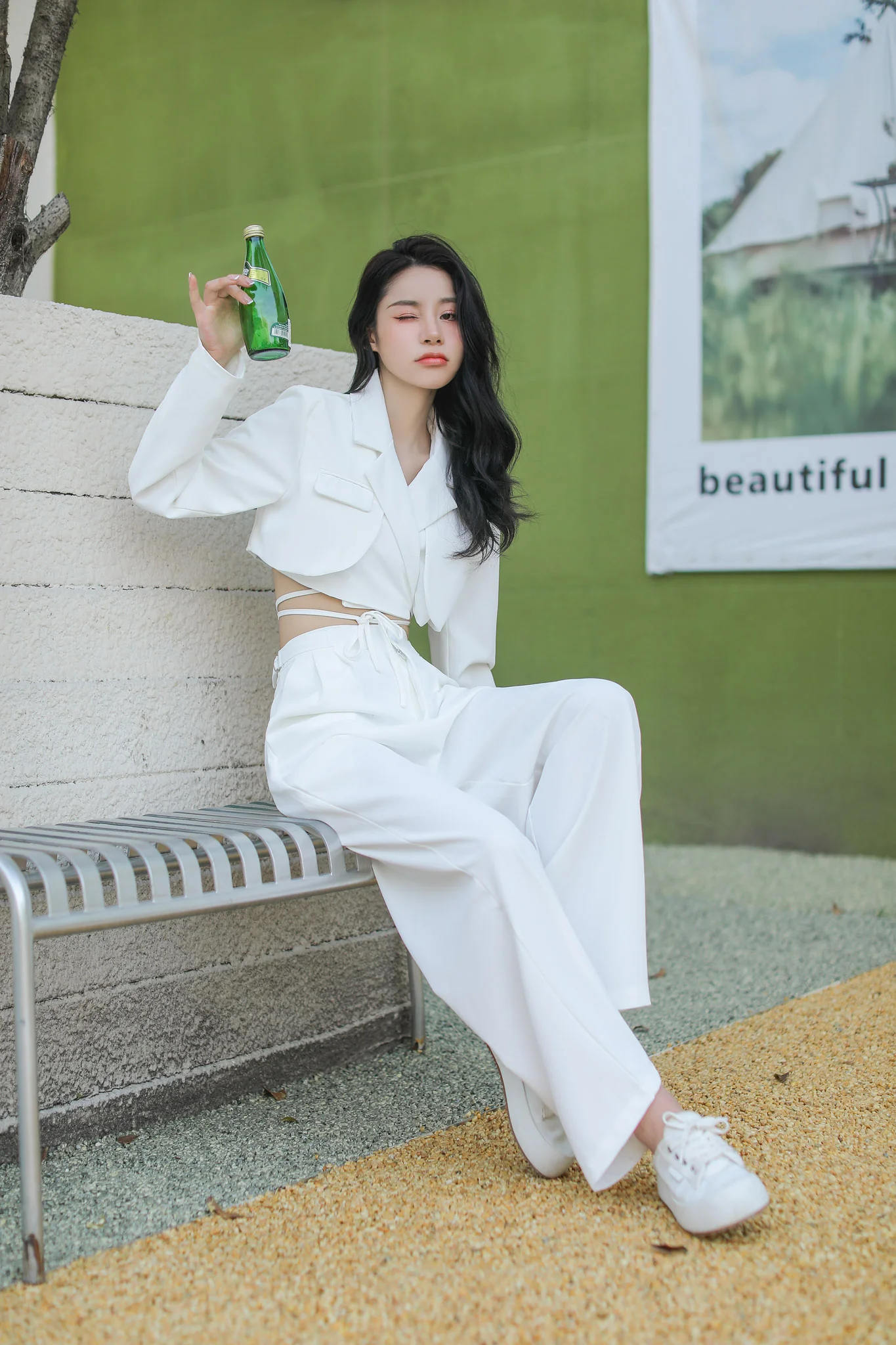 Slim Cropped Blazer with Rounded Hem Two-Piece Suit Set - Image 35